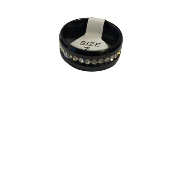 Stainless Steel Wedding Engagement Black Band Ring Size 7 Unisex - Picture 1 of 10